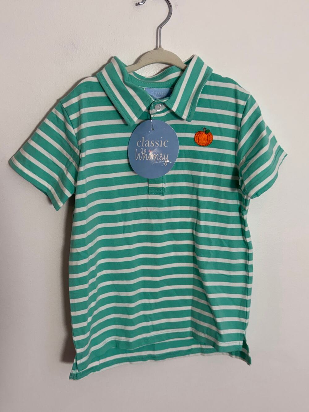 Classic Whimsy Cute Harvest Pumpkin Striped Polo NWT size 5